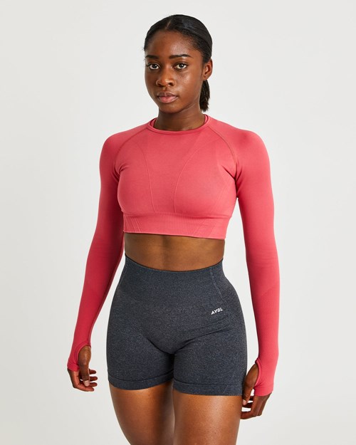 AYBL Balance V2 Seamless Long Sleeve Crop Top Ruzove | 45PIMZVSB