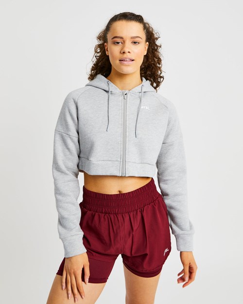 AYBL Beyond Crop Zip Hoodie Siva | 69GWZIBFK