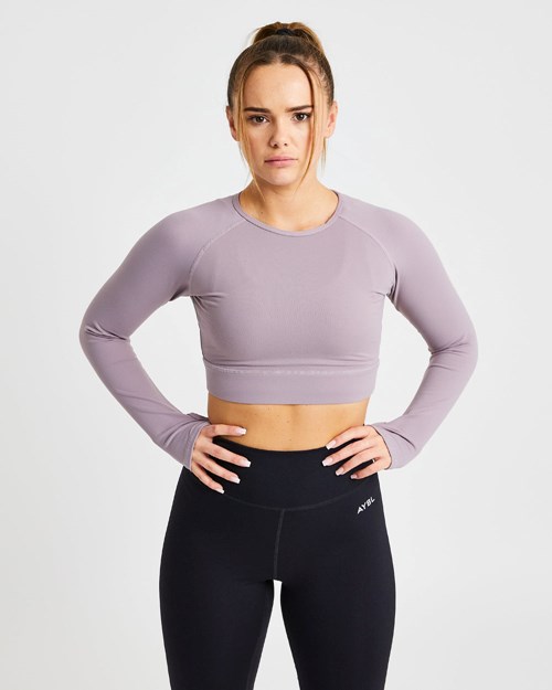 AYBL Core Long Sleeve Crop Top Lavendel | 18GLESKAB