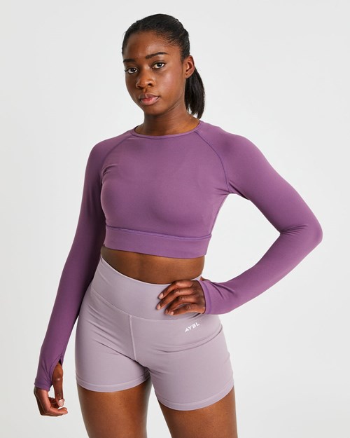 AYBL Core Long Sleeve Crop Top Nachový | 82ICHQTXJ