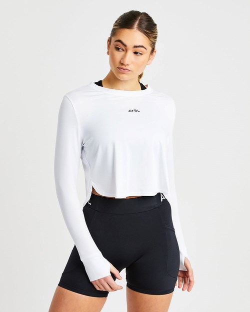 AYBL Define Long Sleeve Crop T Biele | 16XWIQEFJ