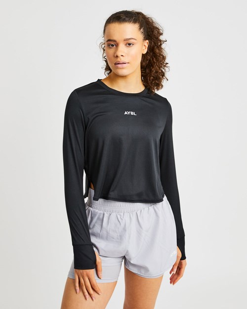 AYBL Define Long Sleeve Crop T Čierne | 53LWCNVKJ