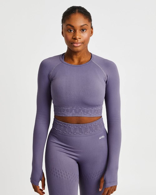 AYBL Elevate Seamless Long Sleeve Crop Top Nachový | 93ISLEMYZ