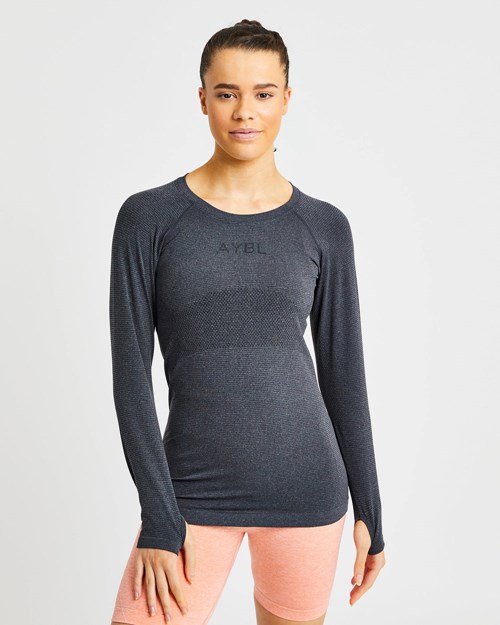 AYBL Embrace Seamless Long Sleeve T Shirt Čierne | 12VCKRLMU