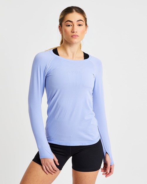 AYBL Embrace Seamless Long Sleeve T Shirt Modre | 35TEAZMHO