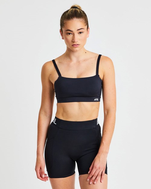 AYBL Essential Bandeau Sports Bra Čierne | 54CWYXDUO