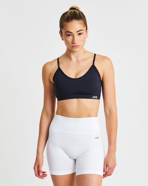 AYBL Essential V Neck Sports Bra Čierne | 35FEUDTJQ