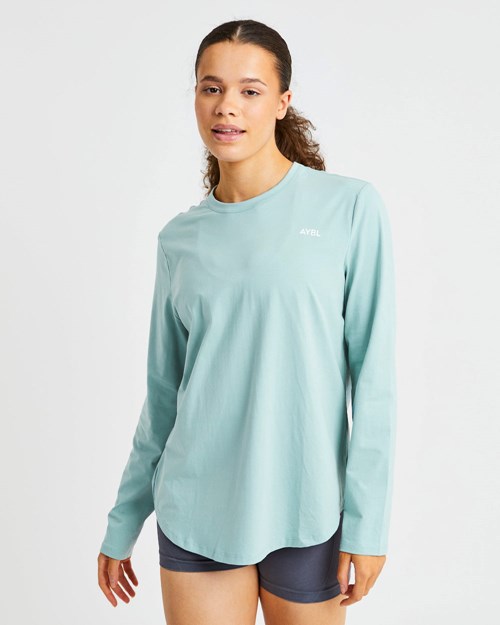 AYBL Everyday Oversized Long Sleeve T Shirt Soft Sage | 73BRZXNTA