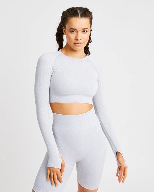 AYBL Evolve Animal Seamless Long Sleeve Crop Top Svetlo Siva | 19LXKGYWI