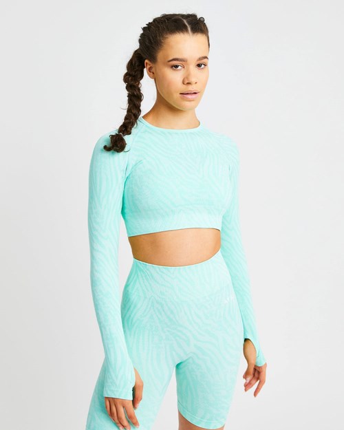 AYBL Evolve Animal Seamless Long Sleeve Crop Top Mätové Zelene | 23ZIYCHFW