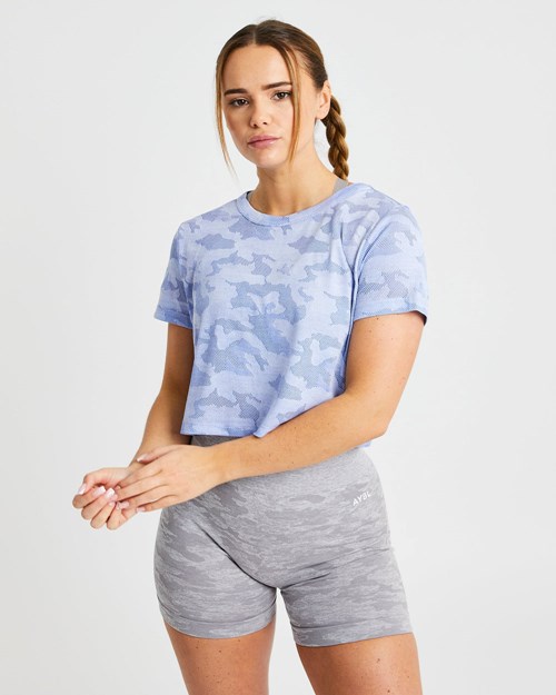 AYBL Evolve Camo Crop T Shirt Modre | 79JOVCBTW