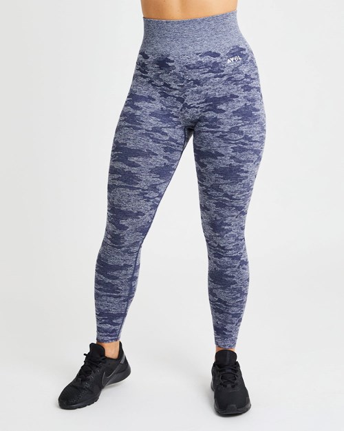 AYBL Evolve Camo Seamless Leggings Námornícka Modrá | 79NFTHKYD