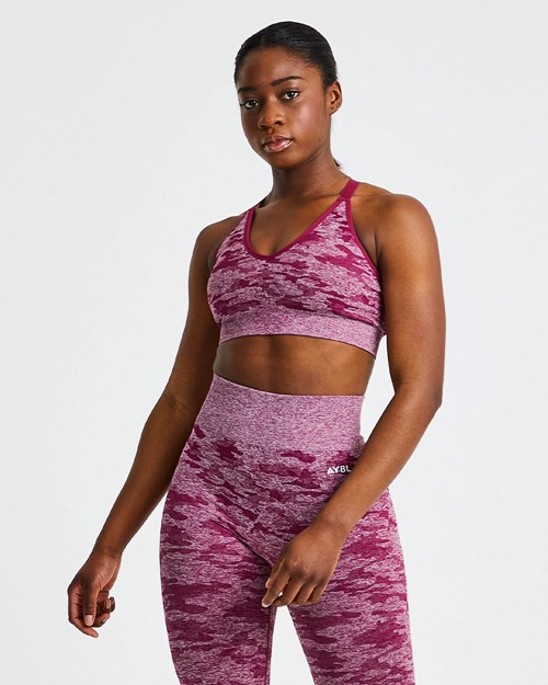 AYBL Evolve Camo Seamless Sports Bra Bordove | 27NEMPKJQ