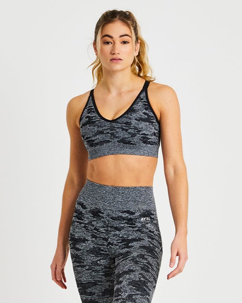 AYBL Evolve Camo Seamless Sports Bra Čierne | 10WDNOALU