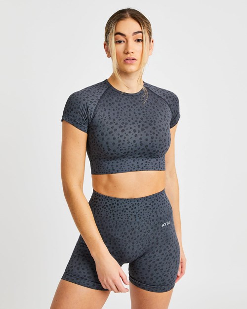 AYBL Evolve Speckle Seamless Crop Top Charcoal | 34ZFOMTUP