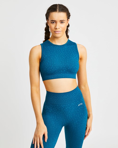 AYBL Evolve Speckle Seamless Crop Vest Teal | 14JURDEMZ