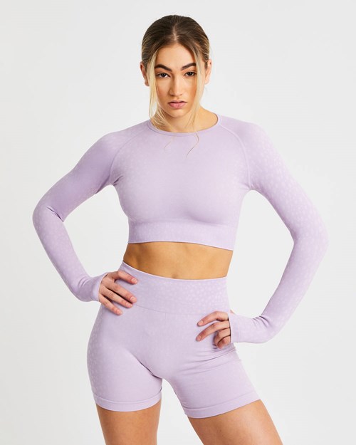 AYBL Evolve Speckle Seamless Long Sleeve Crop Top Lilac | 62JKSBENP