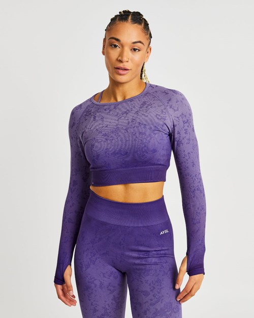 AYBL Flare Seamless Long Sleeve Crop Top Nachový | 24BCQFUWR