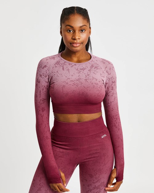 AYBL Flare Seamless Long Sleeve Crop Top Plum | 60ILURQPK