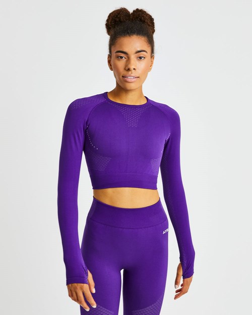 AYBL Ignite Seamless Long Sleeve Crop Top Nachový | 45WQAUFZT