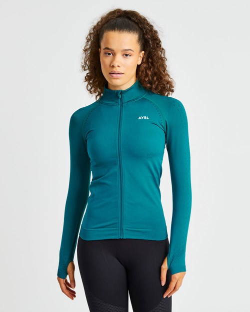 AYBL Ignite Seamless Zip Jacket Hyper Teal | 48YTMJCER