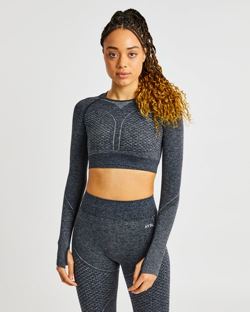 AYBL Impact Seamless Long Sleeve Crop Top Čierne | 85SULPDBE