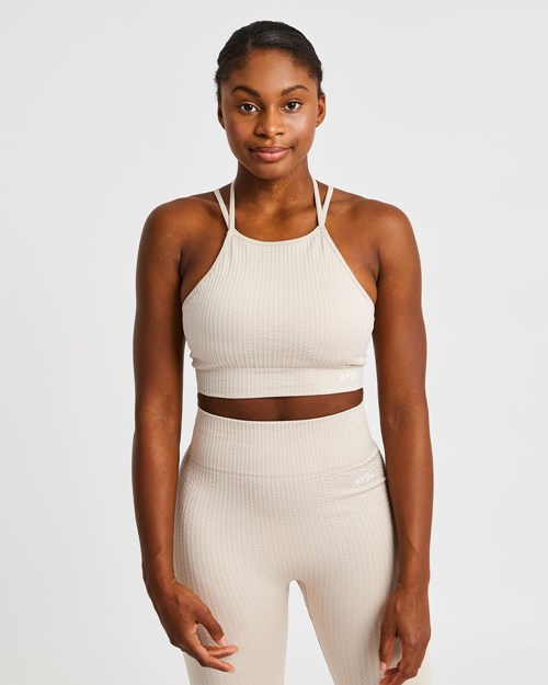 AYBL Luxe Seamless Crop Tank Top Sand | 84SBHFKOR