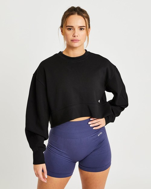 AYBL Oversized Crop Jumper Čierne | 06DRWKYVZ