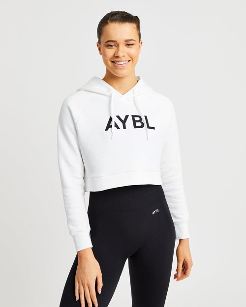 AYBL Staple Crop Hoodie Biele | 38ZXAKVRL