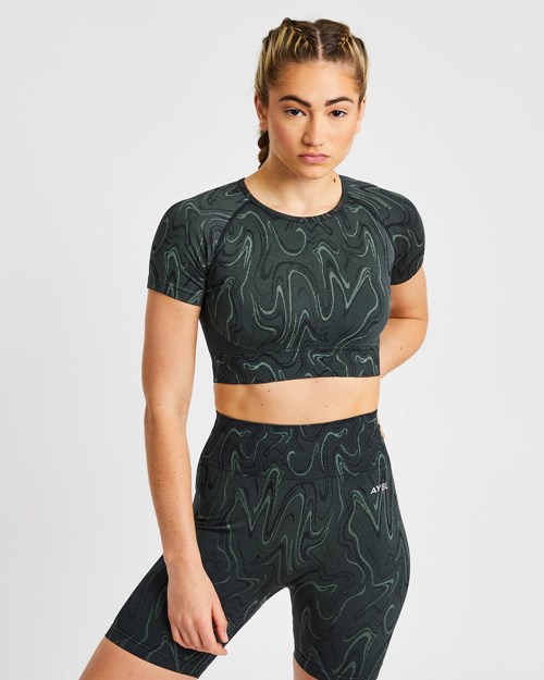 AYBL Velocity Seamless Crop Top Čierne | 21CBFKGMH