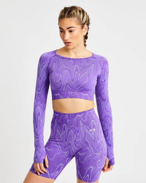 AYBL Velocity Seamless Long Sleeve Crop Top Nachový | 72PMRKSHG