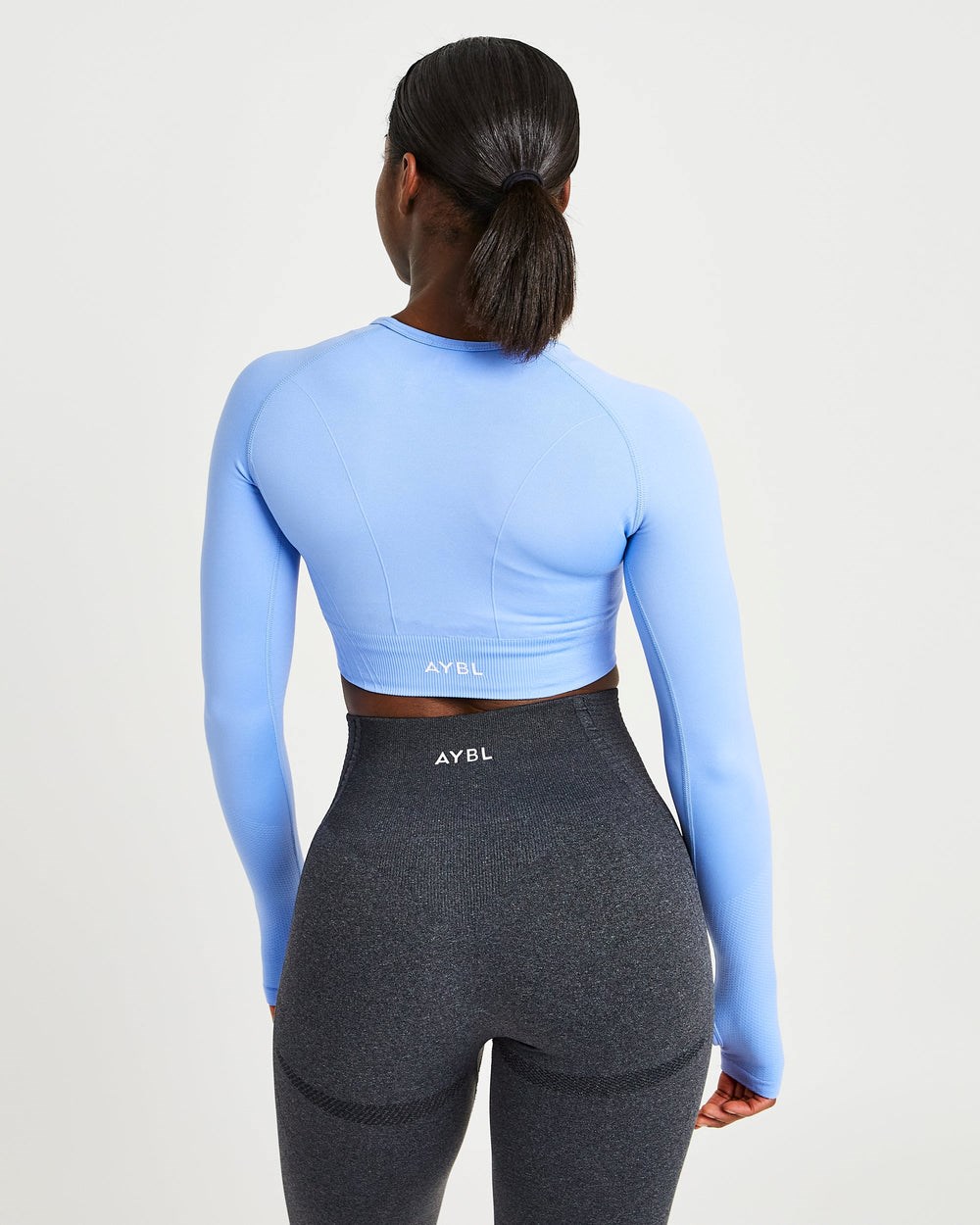 AYBL Balance V2 Seamless Long Sleeve Crop Top Modre | 04ABCWJOH