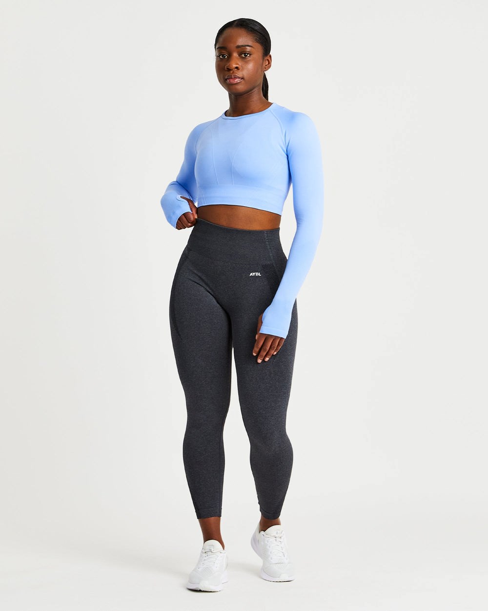 AYBL Balance V2 Seamless Long Sleeve Crop Top Modre | 04ABCWJOH