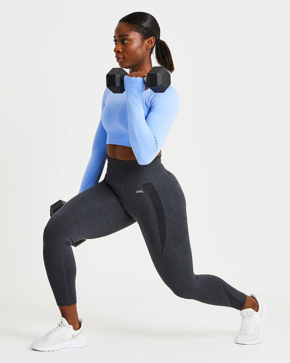 AYBL Balance V2 Seamless Long Sleeve Crop Top Modre | 04ABCWJOH