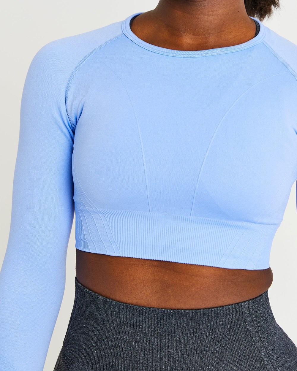 AYBL Balance V2 Seamless Long Sleeve Crop Top Modre | 04ABCWJOH