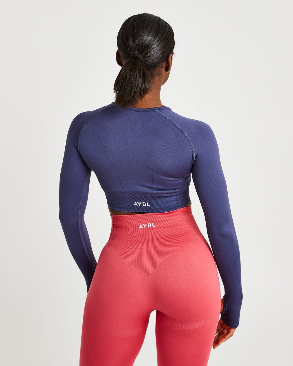 AYBL Balance V2 Seamless Long Sleeve Crop Top Námornícka Modrá Modre | 05HLARGXC