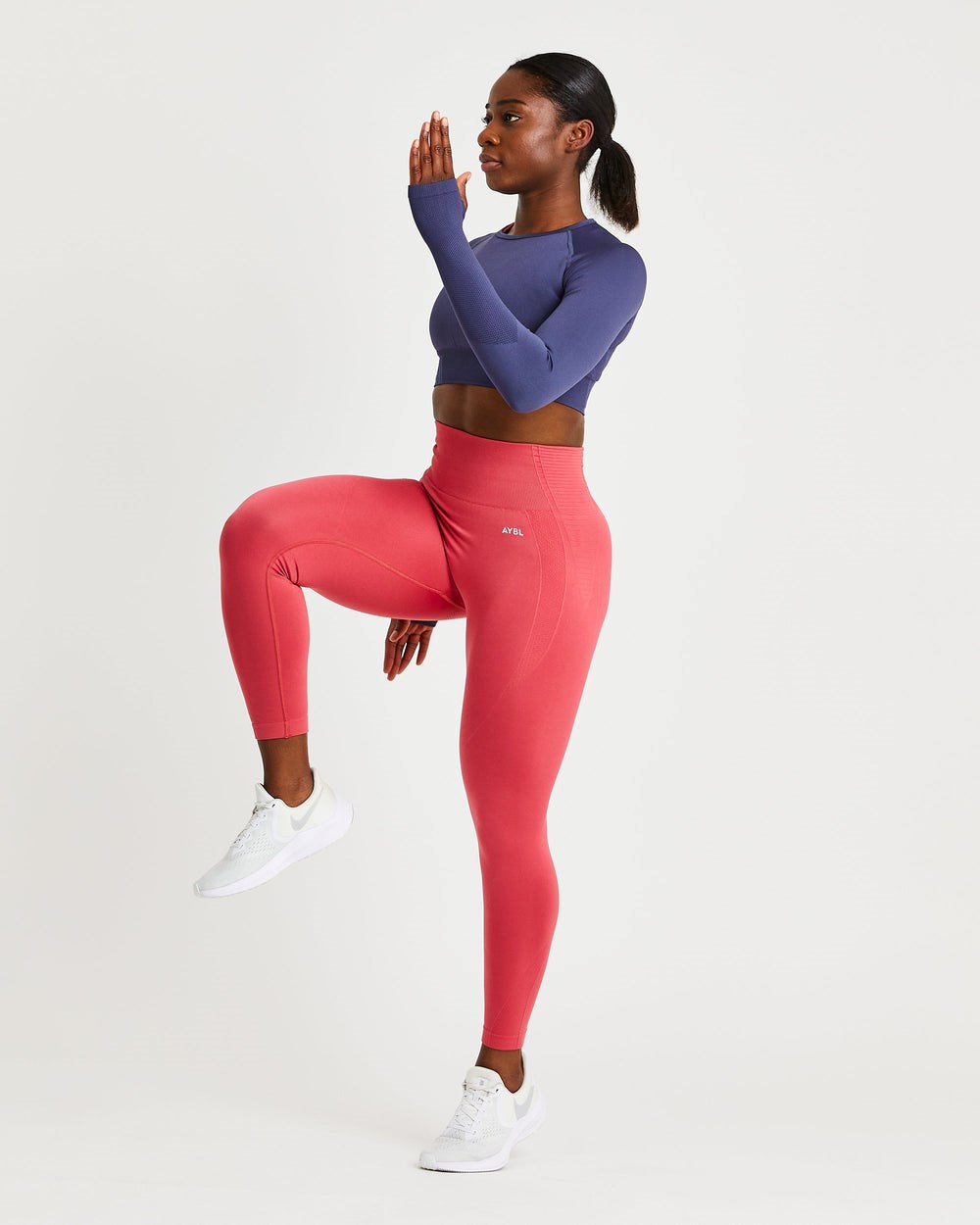 AYBL Balance V2 Seamless Long Sleeve Crop Top Námornícka Modrá Modre | 05HLARGXC