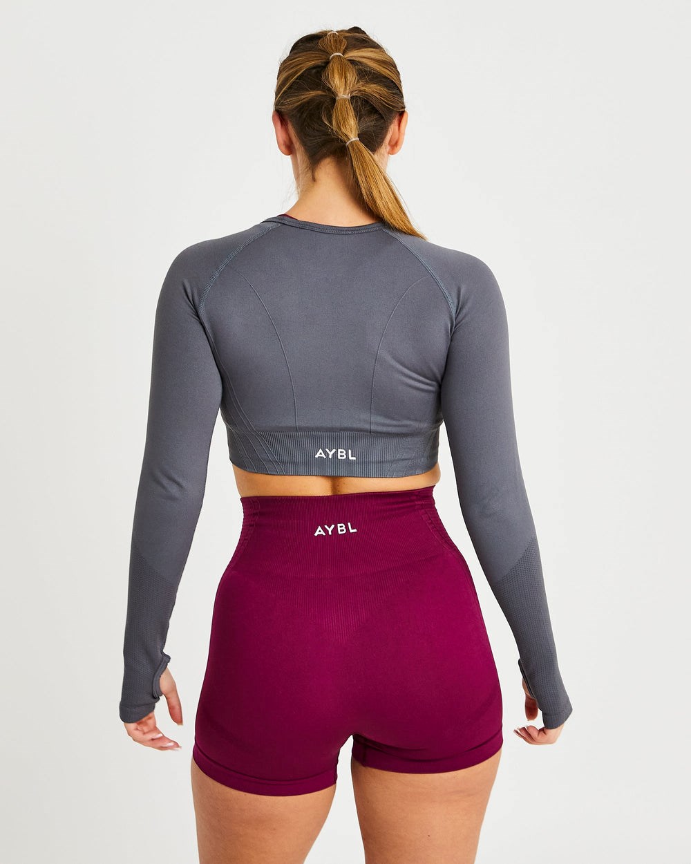 AYBL Balance V2 Seamless Long Sleeve Crop Top Siva | 12UPDCZHG