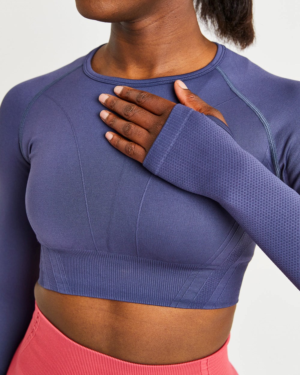 AYBL Balance V2 Seamless Long Sleeve Crop Top Námornícka Modrá Modre | 14HJVROFX