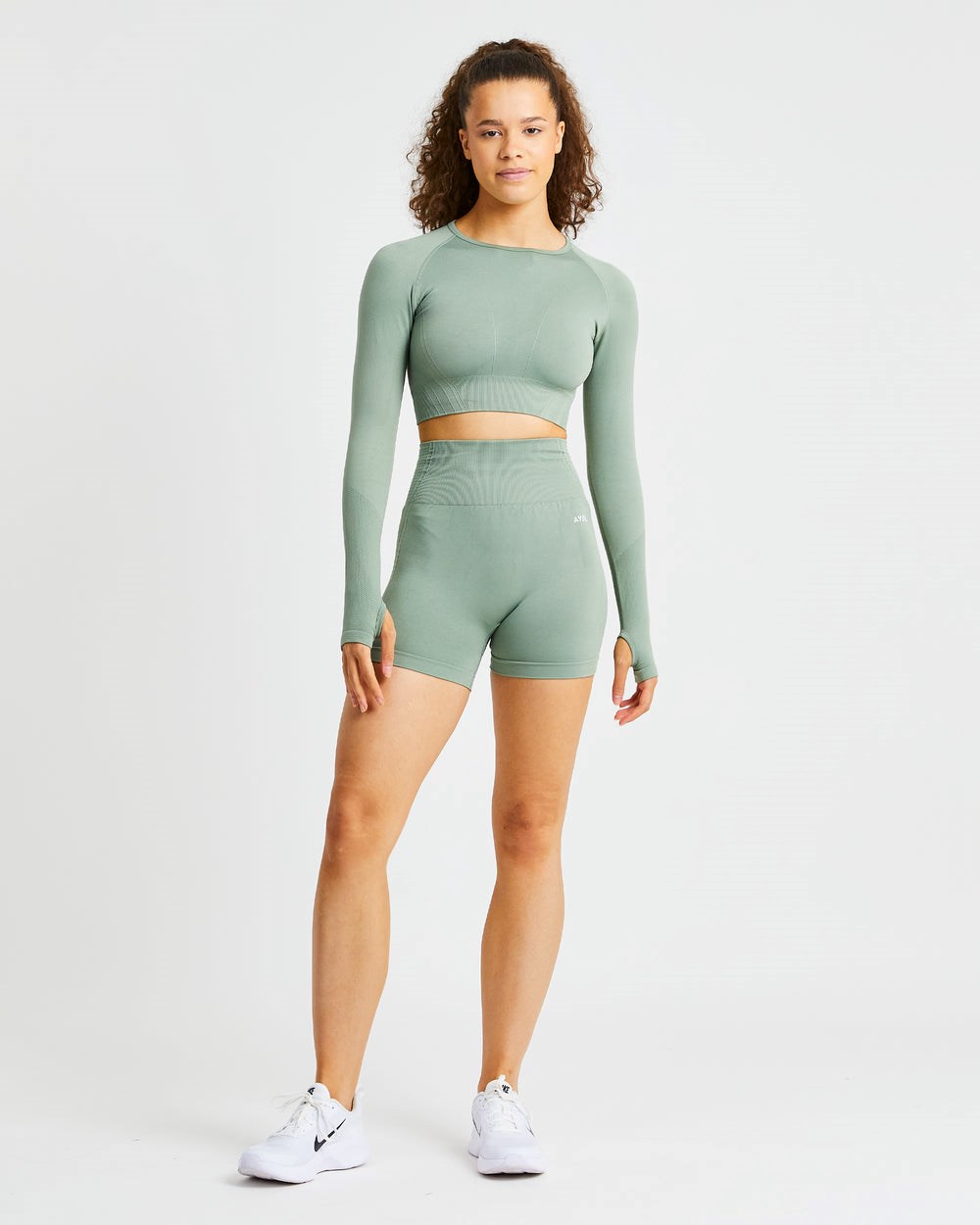 AYBL Balance V2 Seamless Long Sleeve Crop Top Olivovo Zelená Zelene | 16PKUILDC