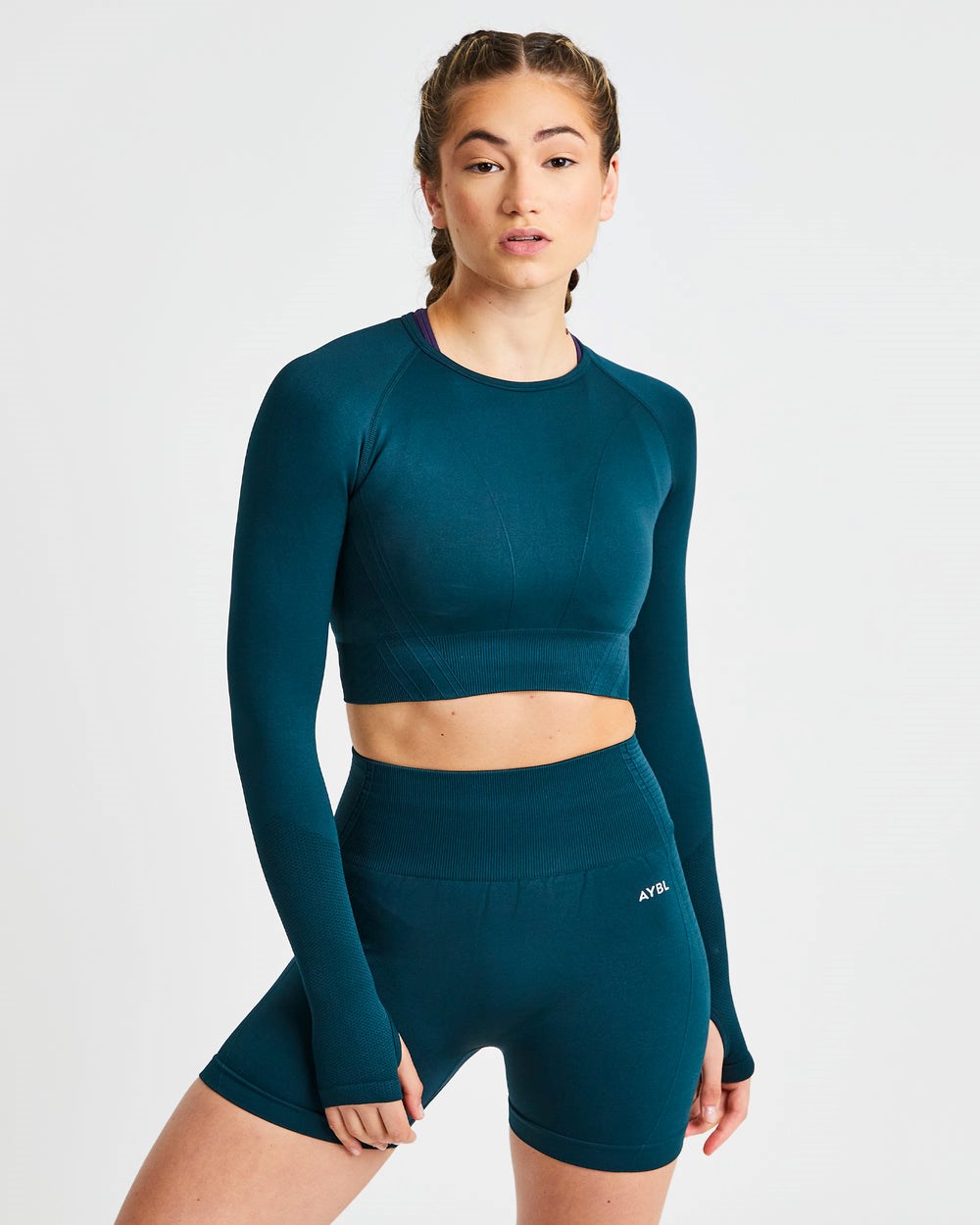 AYBL Balance V2 Seamless Long Sleeve Crop Top Zelene | 21GWMSROZ