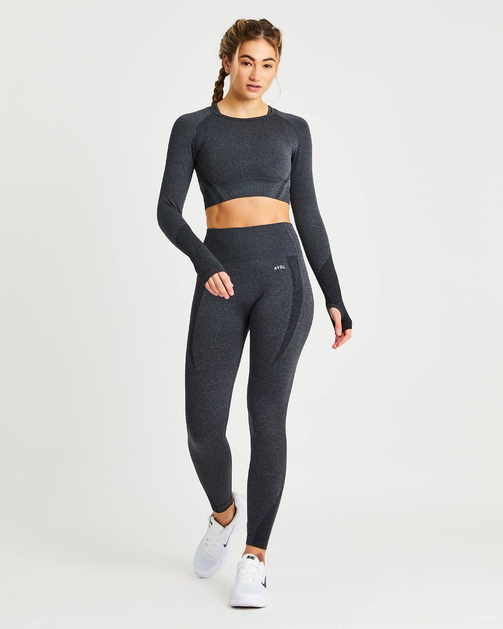 AYBL Balance V2 Seamless Long Sleeve Crop Top Čierne | 38XNADCUY