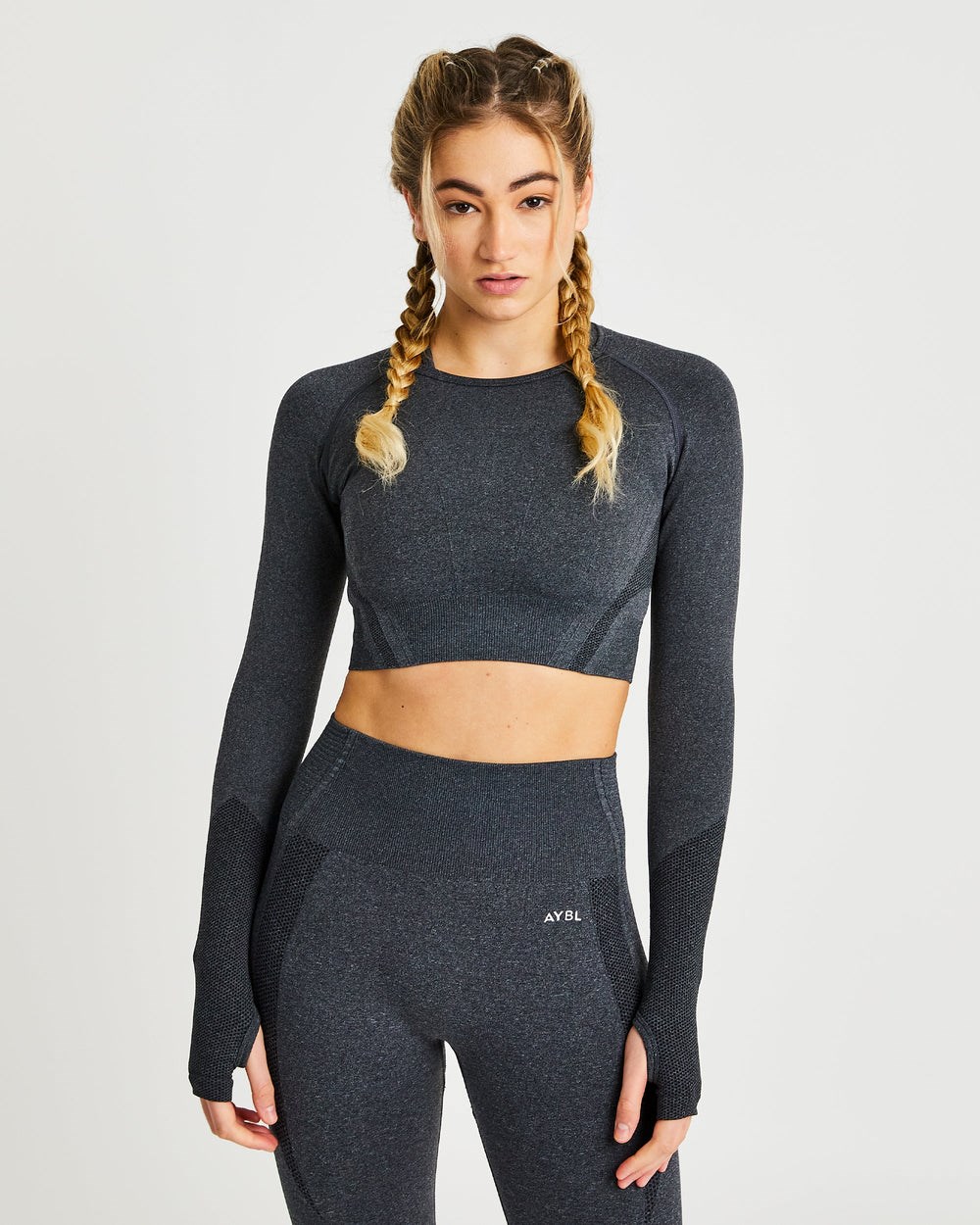 AYBL Balance V2 Seamless Long Sleeve Crop Top Čierne | 38XNADCUY