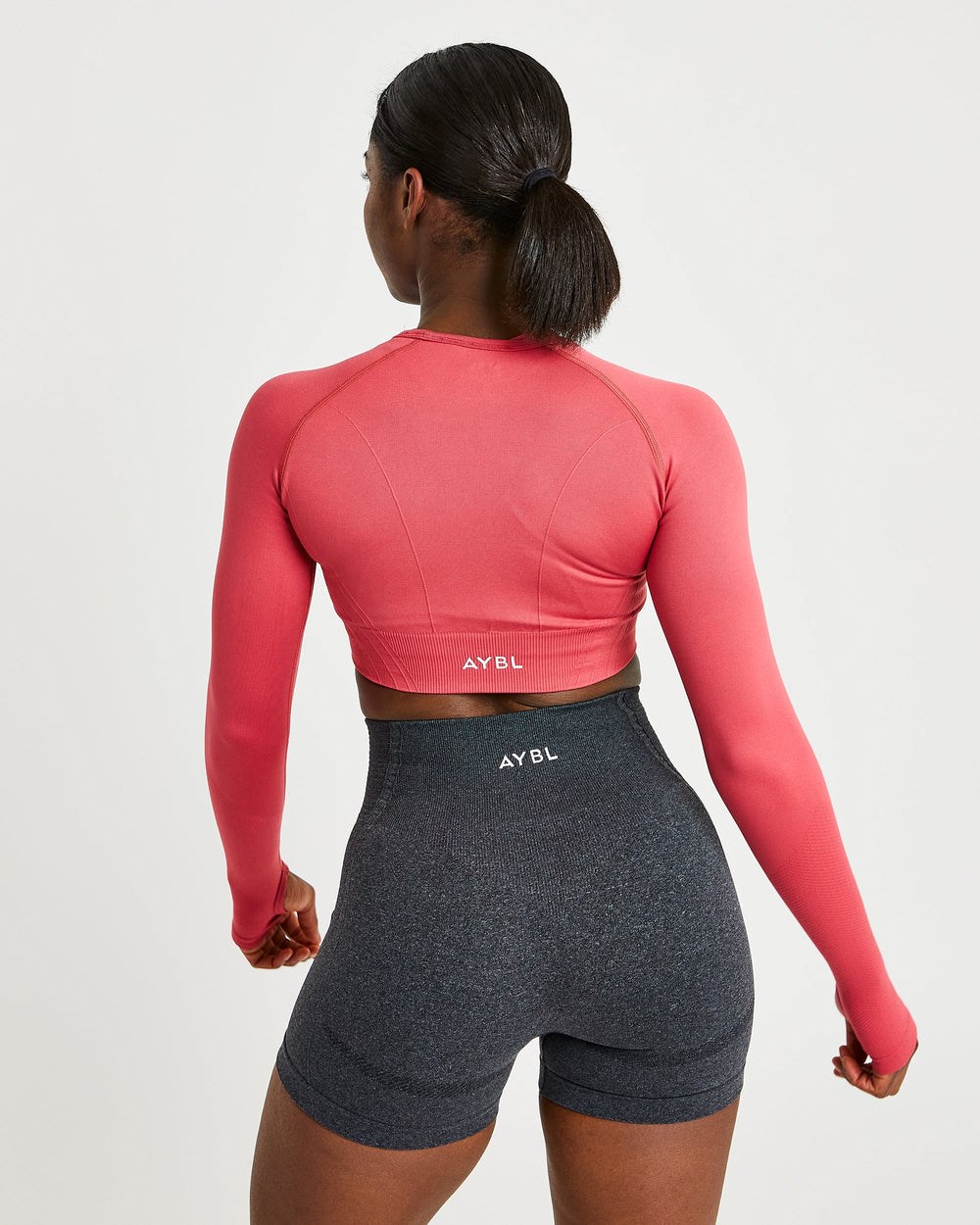 AYBL Balance V2 Seamless Long Sleeve Crop Top Ruzove | 45PIMZVSB