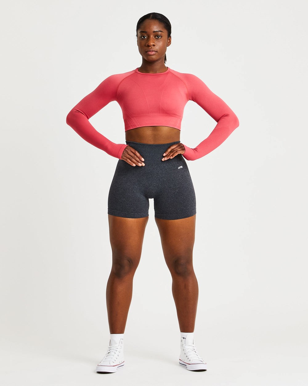 AYBL Balance V2 Seamless Long Sleeve Crop Top Ruzove | 45PIMZVSB