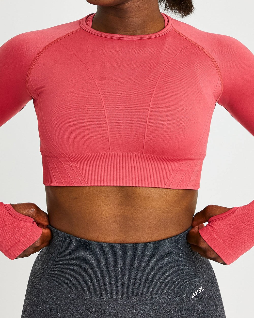 AYBL Balance V2 Seamless Long Sleeve Crop Top Ruzove | 45PIMZVSB