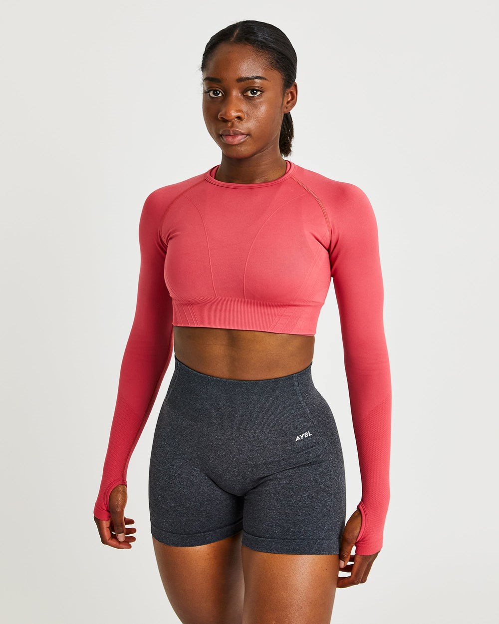 AYBL Balance V2 Seamless Long Sleeve Crop Top Ruzove | 46SALJYZN