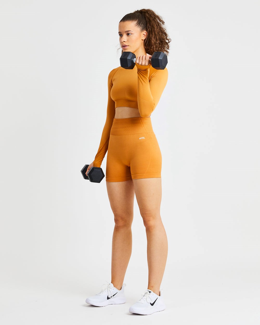 AYBL Balance V2 Seamless Long Sleeve Crop Top Oranžové | 54GTYWDUZ