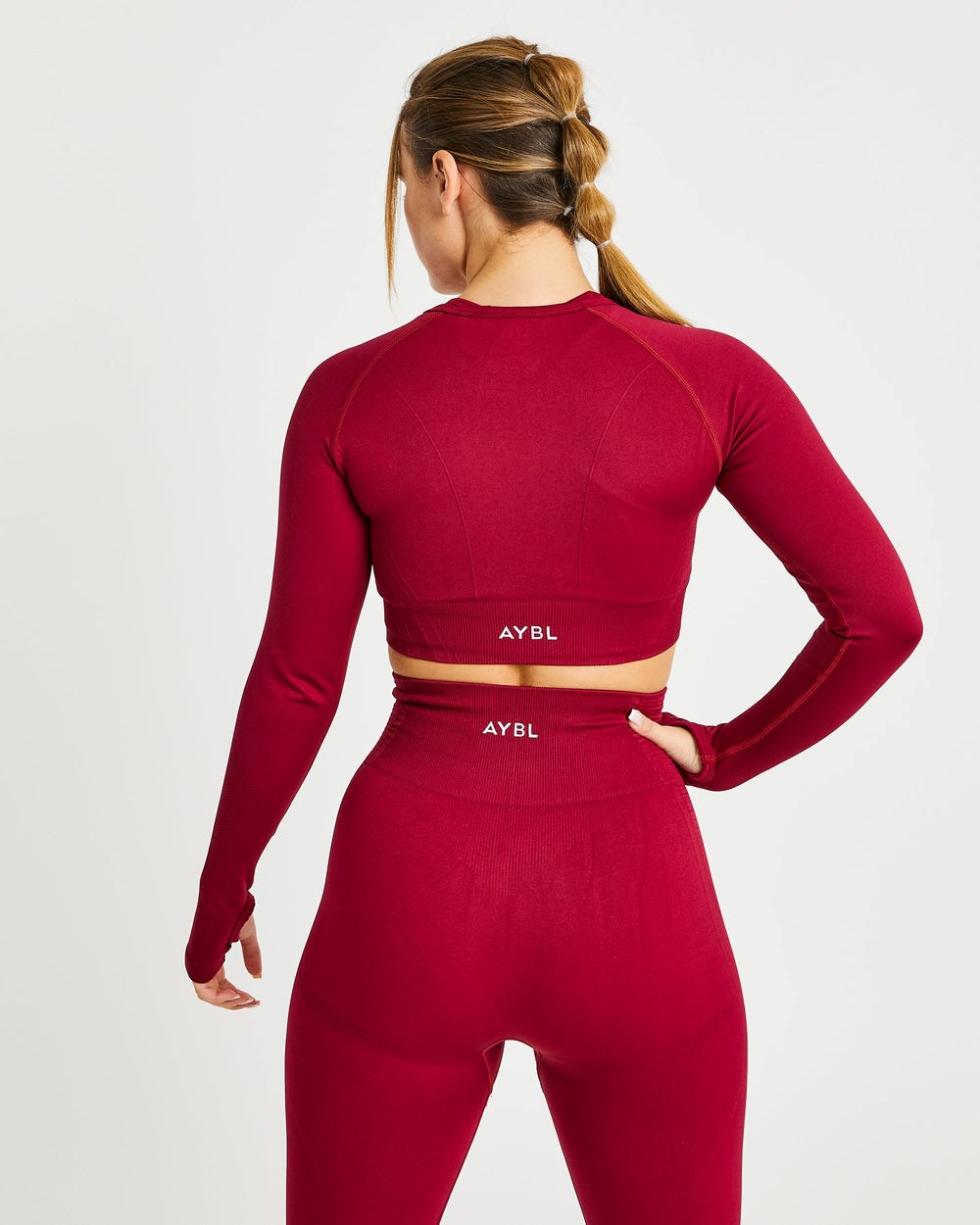 AYBL Balance V2 Seamless Long Sleeve Crop Top Červené | 68IYCVNOX