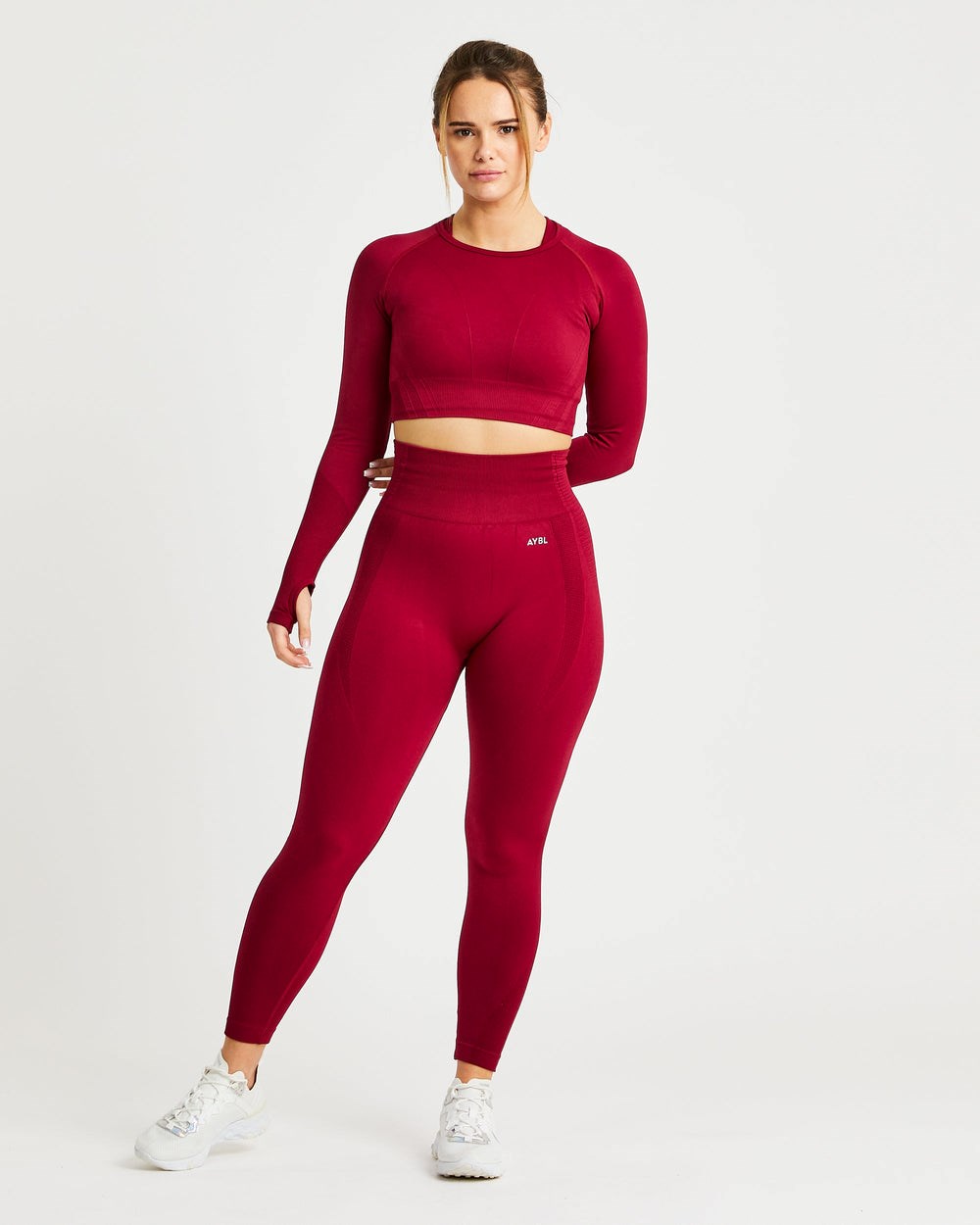 AYBL Balance V2 Seamless Long Sleeve Crop Top Červené | 68IYCVNOX